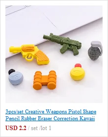 3pcs/set Creative Weapons Pistol Shape Pencil Rubber Eraser Correction Kawaii Stationery School Supplies Kids Gifts