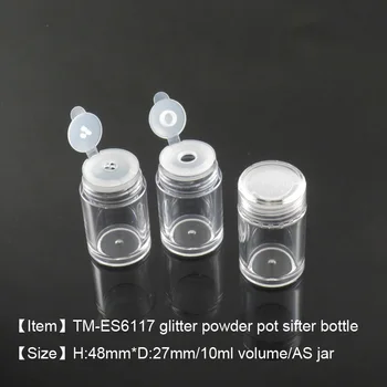 

10ml AS jar nail art jar for glitter powder with new flap sifter design shimmer powder jar