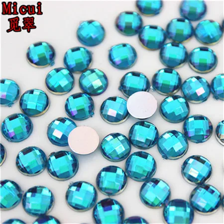 Micui 6/8mm Crystal AB Round Acrylic Nail Rhinestones Flatback Glue On Non Hotfix Stones Appliques For Craft DIY Nail Art MC341 - Цвет: Sky Blue AB