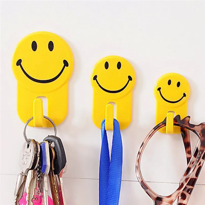

3pcs/set Smile Face Hanging Strong Hook Door Wall Hanger Holder Tiles Glass Adhesive Hooks for Bathroom Kitchen Utensil Clothing