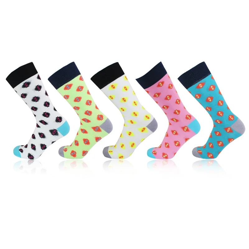 NEST 5 пар/партия, мужские деловые носки, цветные взрослые мужчины, женские носки, тонкие 5 шт, длинные носки, набор, Happys носки - Цвет: 1 Pairs