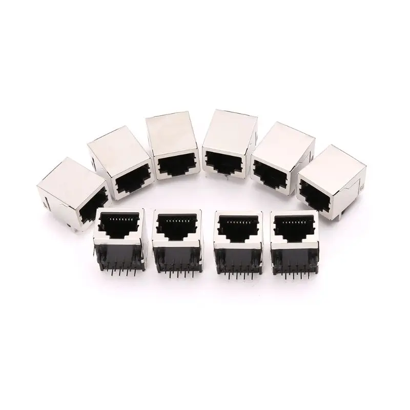 10 шт./компл. 8P8C RJ45 разъемы один порт 8Pin PCB крепление гнездо разъем для сети