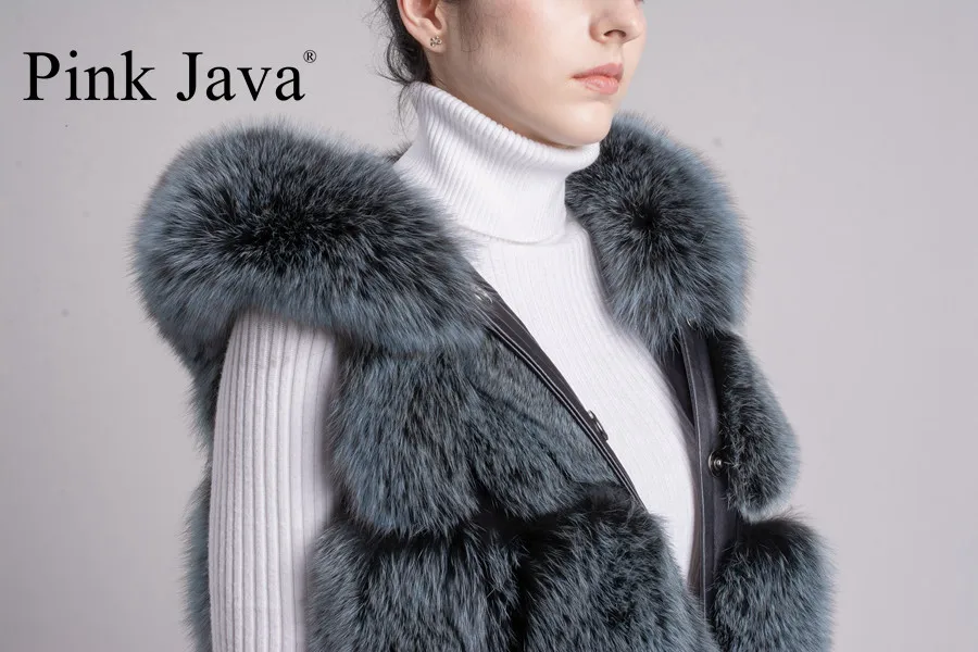 Розовый Java QC8094 Бесплатная доставка Новинка 2017 натурального меха лисы длинный