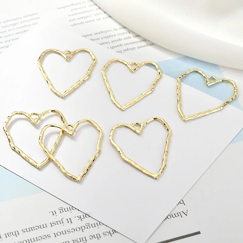 

40pcs/lot alloy geometric big hearts shape handmade charms diy jewelry necklace/earring for women pendant accessory