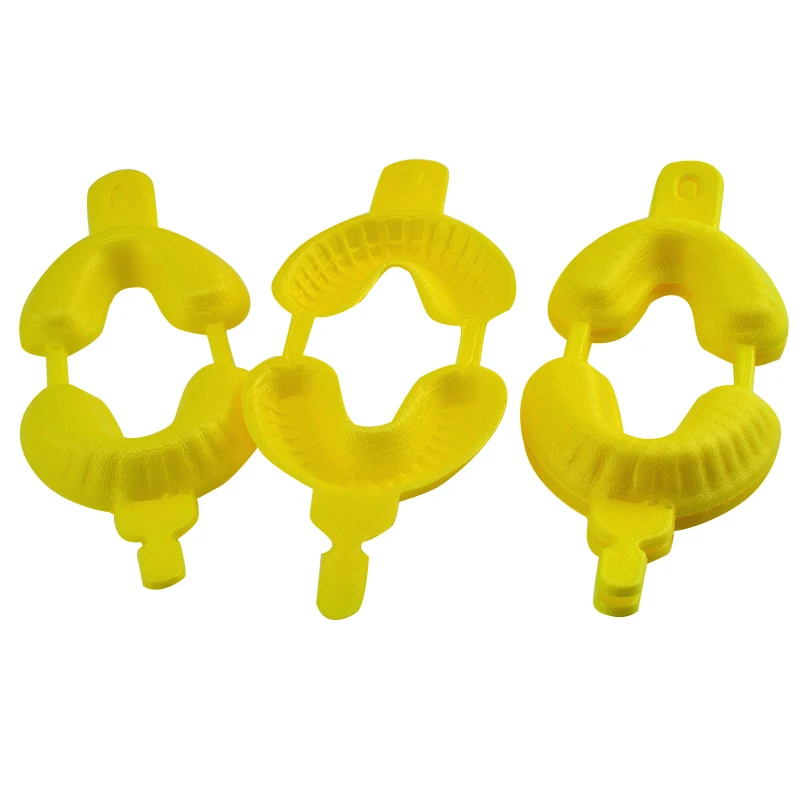 100PCS Dental Fluoride Disposable Dual Arch Trays for Gel or Foam Medium Size Yellow (4)