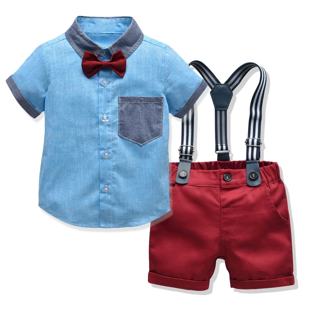 

Baby Boy Clothes Boy cotton Shirts with Overalls 2019 Summer Kids Boy Fashion Casual 2PCS Outfits children clothes