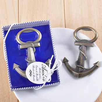 

2017 New Creative Wedding Party favor gifts Vintage Aeneous Anchor shape Beer Bottle Opener Abridor De Cerveja With Box of 20pcs