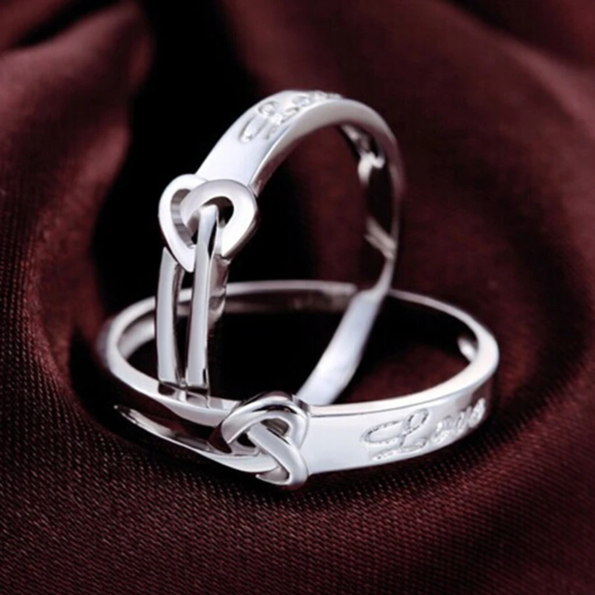 Couples ring temperament concentric openings on the ring carved word love fashion jewelry wedding ring a pair of sell