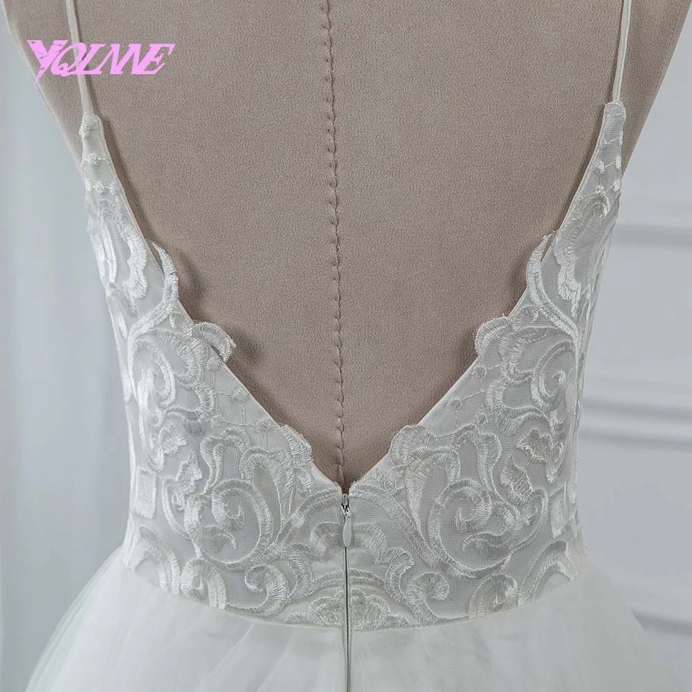 YQLNNE Vestido De Noiva простое кружевное Тюлевое свадебное платье на тонких бретельках