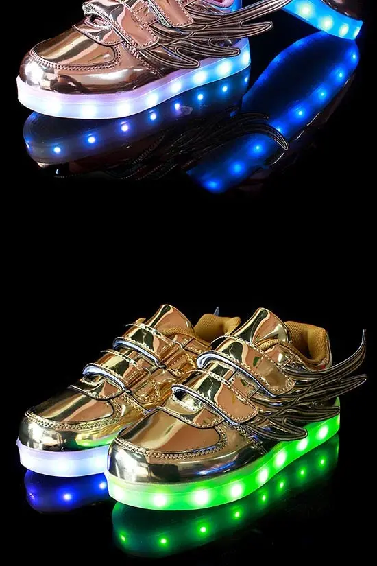 Luzes até Sapatos da Forma Jawaykids Novo Carregamento Brilhante Tênis Crianças Correndo Led Asas Luminosos Meninas Meninos Usb 15 Mamãe e Bebê