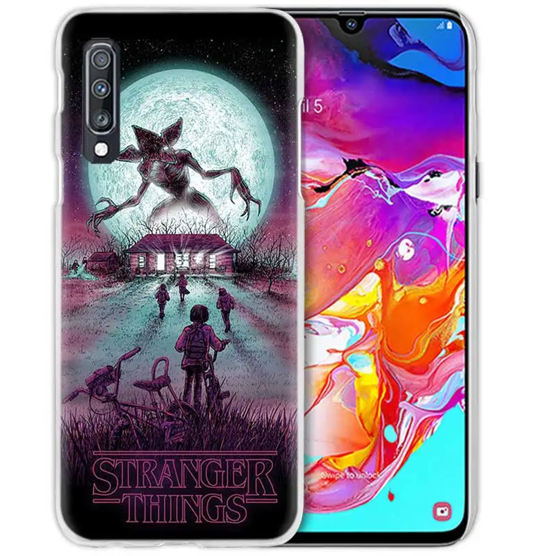 Пленка чехол для samsung Galaxy A50 A70 A20e A40 A30 A20 A10 A8 A6 плюс A9 A7 Жесткий Прозрачный поликарбонатный чехол для телефона чехол очень странные дела - Цвет: 05