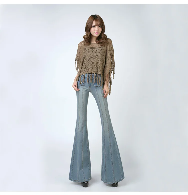 2018 женские джинсовые повседневные джинсы женские узкие брюки тонкие большие расклешенные джинсы плюс размер женские джинсы с высокой
