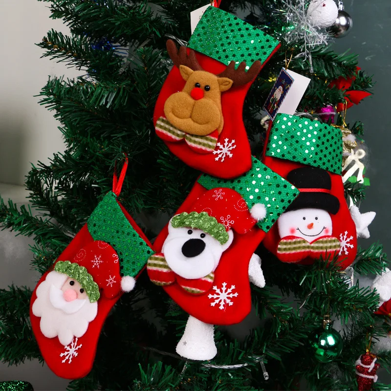 

Misaya 4pcs Cartoon Christmas Tree Santa Socks Hanging Ornaments Decoration Fairy tale Christmas Festival Decoration crafts