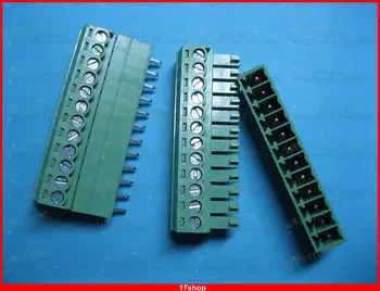 

10 pcs 3.81mm 12 way/pin Screw Terminal Block Connector Green Pluggable Type