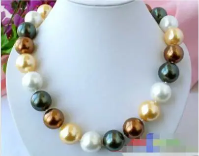Новый 1016 + 18 &quot16 мм Круглый Многоцветный SOUTH SEA SHELL Жемчужное ожерелье | Украшения и