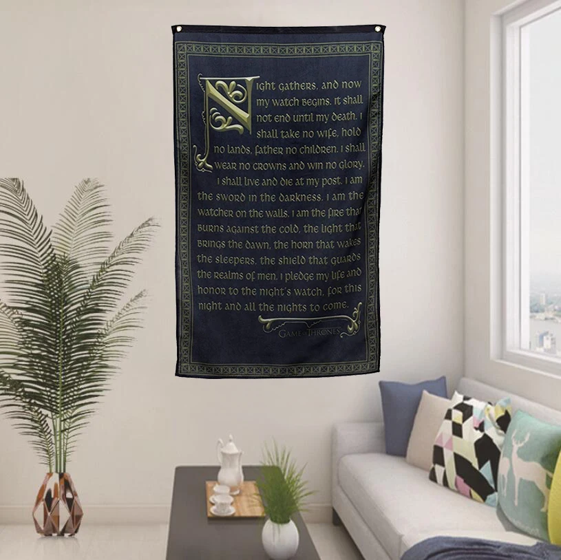Клятва ночи часы с флагом баннер Игра престолов флаг баннер домашний декор 75x125 см полиэстер