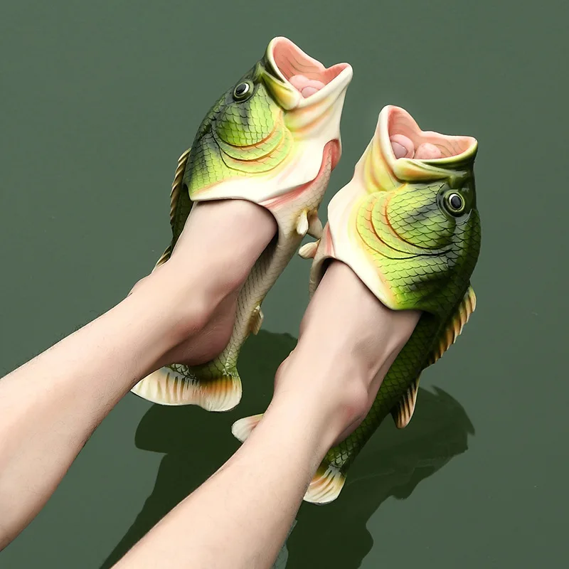 

2018 Creative Type Fish Slippers Kids Handmade Personality Fish Sandals Children Bling Flip Flops Slides Fish Soft Beach Slides