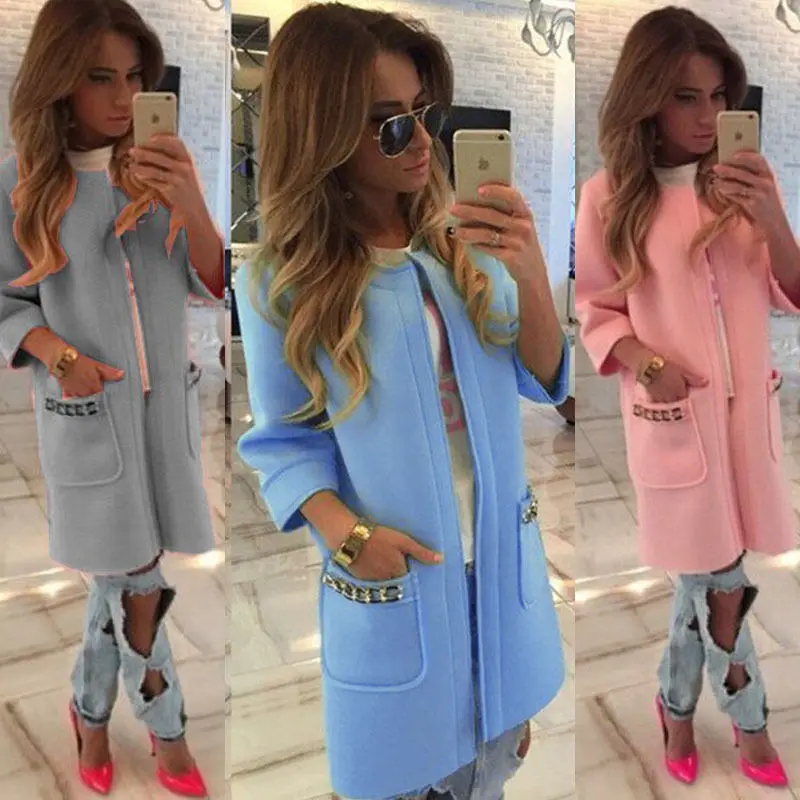 

New Autumn Winter Women Cardigan Pocket Solid Female Coat Long Sleeve Simple Style Women Knitted Sweater Cardigan