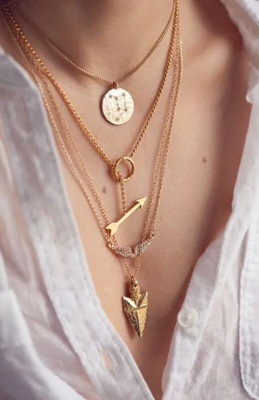 

2017 new Arrow Wing Multi layers Chains Chokers Necklaces Wholesale