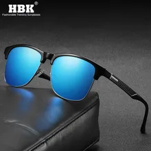 Gafas de sol de tonos polarizados cuadrados para hombre, para deportes al aire libre, revestimiento clásico, película Azul cómoda, gafas medio marco negro