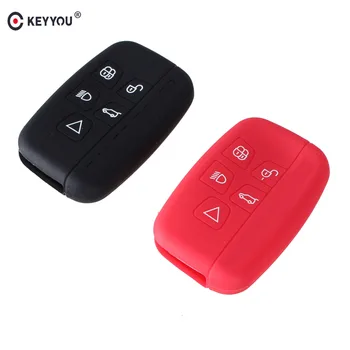 

KEYYOU 5 Buttons Silicone Cover Shell Key Fob Bag For Rover Range Evoque Evoke Sport Discovery Freeland Flip Remote Key Case