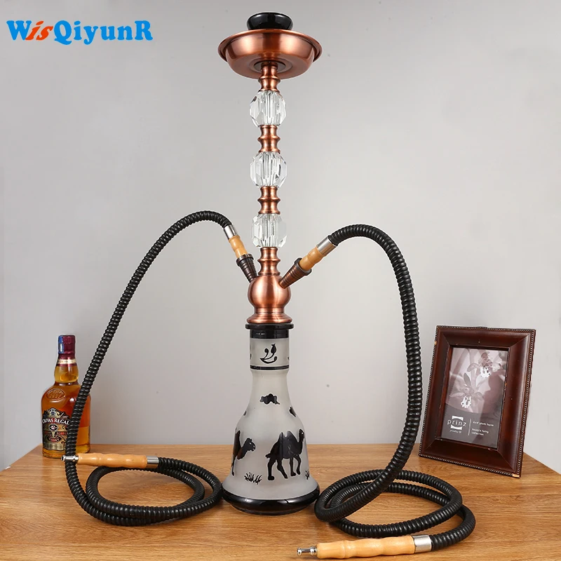 WisQiyunR профессиональный кальян полный набор 2 шланга стеклянный корпус
