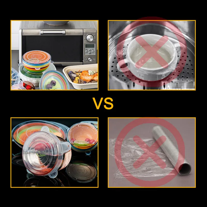 

Newly Reusable Silicone Food Lid Bowl Covers Wrap Food Fresh-keeping Stretchable Household Kitchen Kit MK