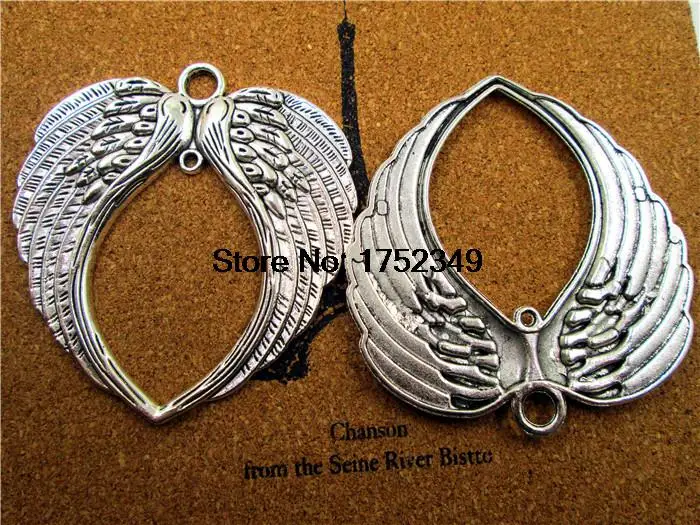 

Огромные Подвески Крылья ангела, античный тибетский серебряный большой ангел, подвески фея с крыльями и перьями, подвески для ожерелья 69x73 мм, 2 шт.