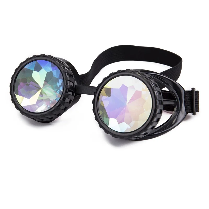 

Steampunk Goggle Rainbow Diffraction Goggles Raves EDM Festivals Light Shows Club Concert Prism Fractal Kaleidoscope Glasses