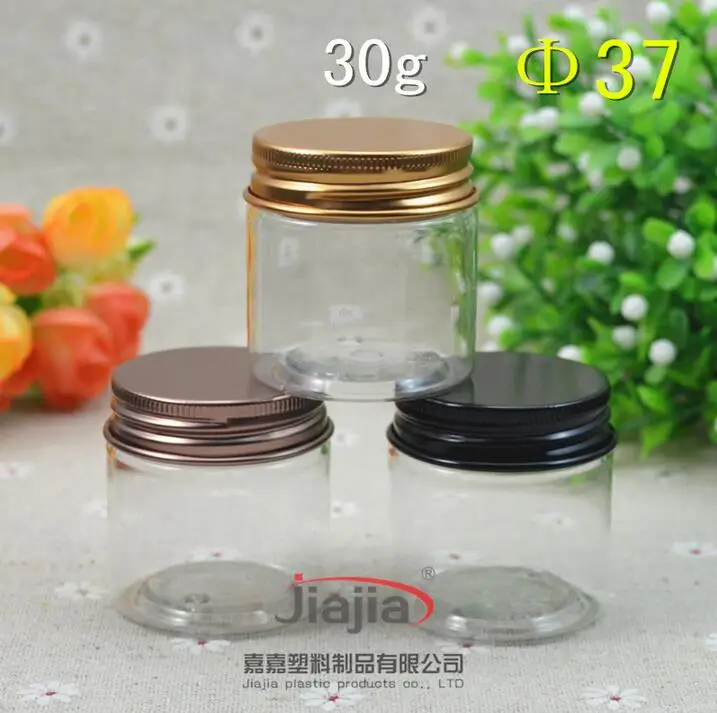 30 Grams Clear Pet Jar,30ml Plastic Jar With Gold/black/brown Aluminum