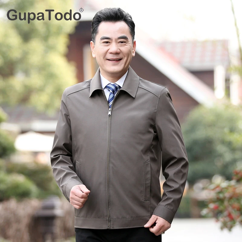 

2019 Spring Autumn New Mens Jacket Business Casual Male Jacket Stylish Slim Jacket High quality Brand Middle And Old Aged Jacket