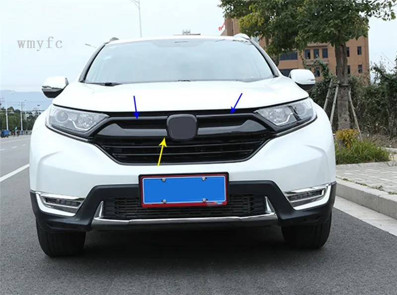 Для Honda CRV CR-V ABS Хромированная передняя декоративная сетка решетка решетки гоночная рамка наклейки для автостайлинга Аксессуары 3 шт