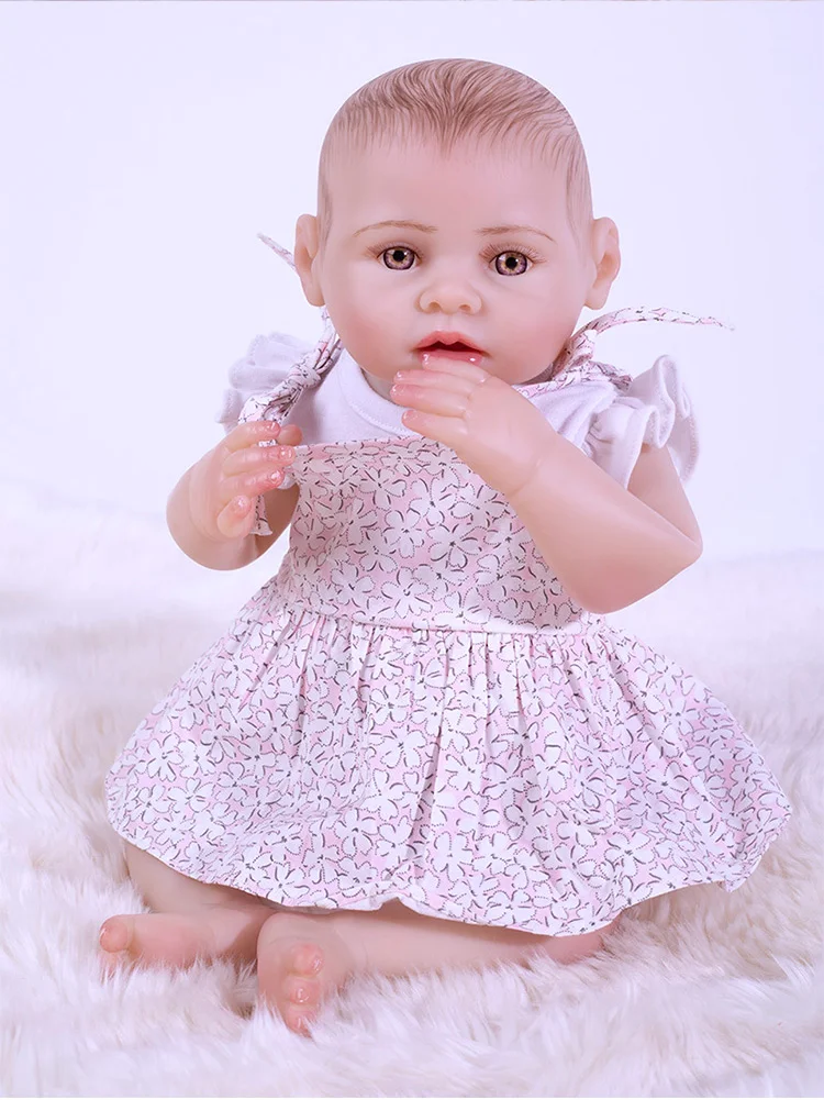 

43cm Full Silicone Vinyl Newborn Baby Princess Girl Realistic Reborn Dolls Lovely Alive Bebe Boneca Bathe Toy Birthday Gift