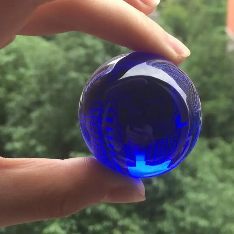 50 mm blue Rare Natural Black Obsidian Sphere Large Crystal Ball