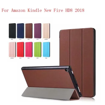 

PU Magnet close Luxury PU leather case cover for Amazon Kindle New Fire HD8 2018 tablet case 20pcs/lot