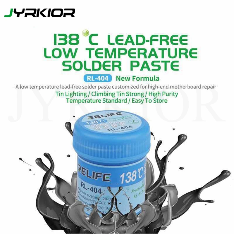 

RELIFE RL-404 Lead-free Low Temperature 138℃ Solder Flux Paste Soldering Tin Cream Welding Fluxes For PCB BGA/SMD Welding Fluxes