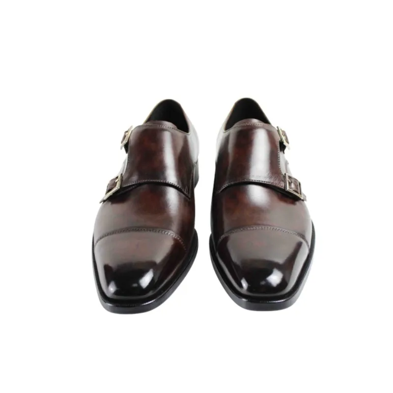 Heißer Vintage Leder Echtem Hochzeit Kleid Mönch Marke Party Schuh Aus Männlichen Handgemachte Designer Büro Brown 2019 Schuhe Der Männer Dark Vikeduo Casual 6qp5In