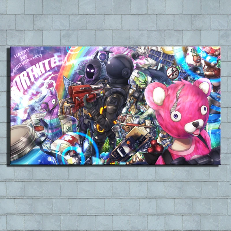 

1 Piece Fortnight Battle Royale Map Video Game Poster Fort Pictures Landscape Wall Art for Living Room Decor Canvas Wholesale