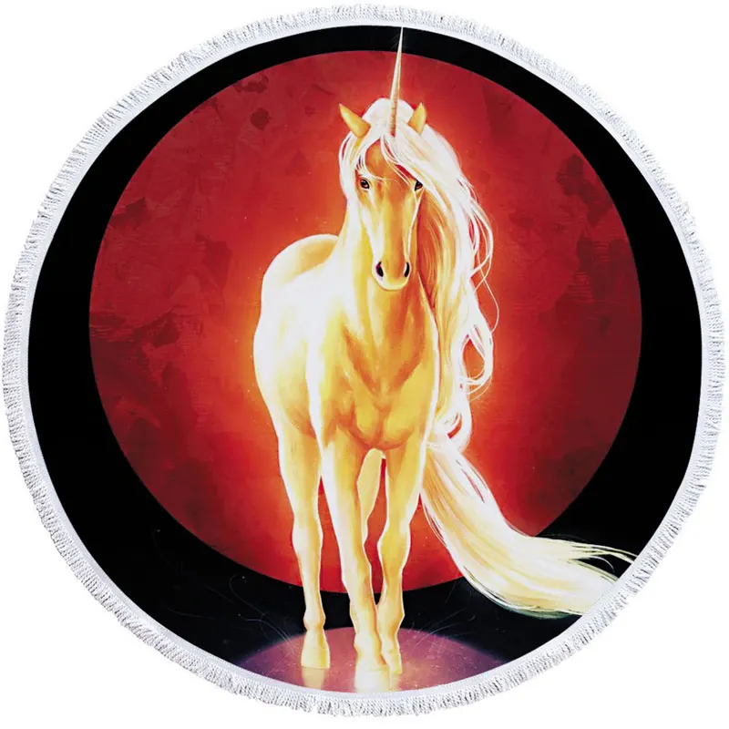 Lannidaa Sun Horse круглое Большое пляжное полотенце банные полотенца из микрофибры круг одеяло для пикника Йога пляжный коврик 150 см Serviette De Plage