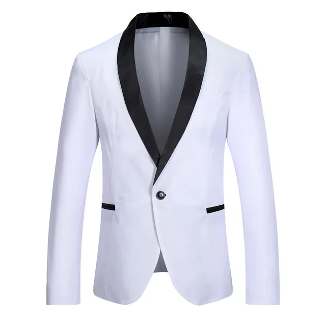 Black White Patchwork Blazer Men 2018 Brand Hit Color One Button Slim ...