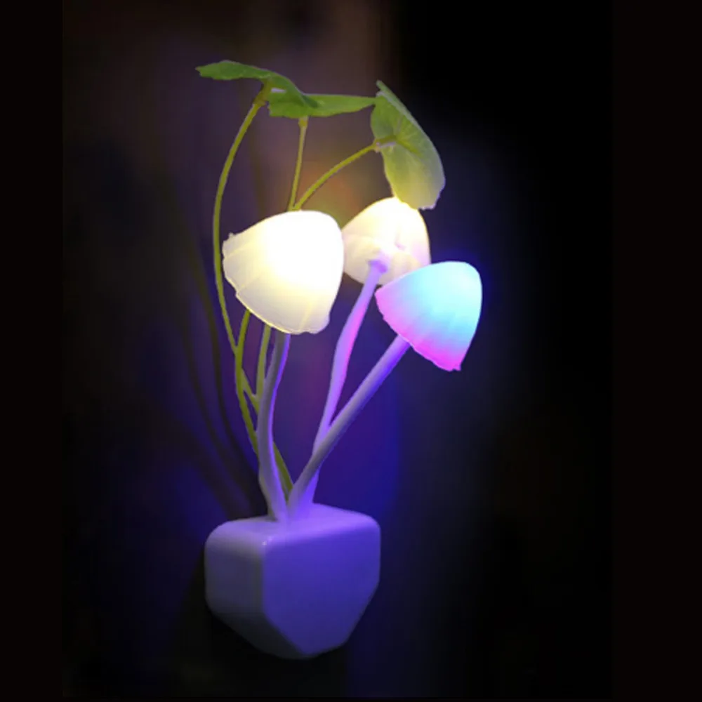 M.J.D. 1 Pcs Hot Sell US &amp EU Plug Night Light Induction Dream Mushroom Fungus LED Lamp 3 LEDs Lights | Освещение