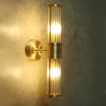 

LED Wall Lamp 1/2 Glass Shade Bathroom Light Copper Bathroom Wall Light Indoor Nordic Gold Fitting wall Sconces 110-240V Art