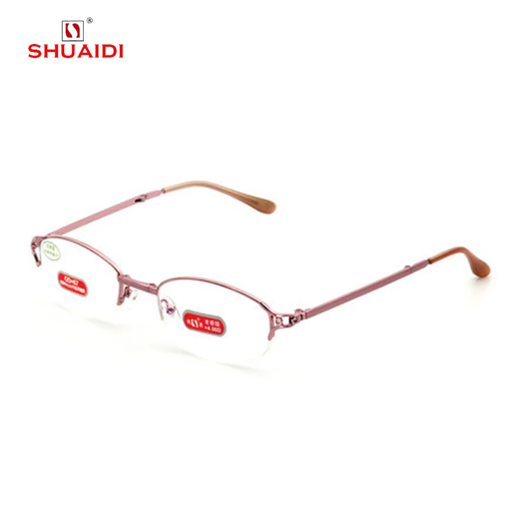 = SHUAI DI = Модные Портативные складные женские очки для чтения розовые высококачественные очки из сплава с чехлом+ 0,5+ 0,75+ 1 до+ 6