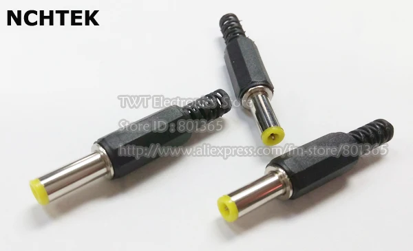 

NCHTEK 5.5x2.5mm DC Power Male Plug Connector Adapter,5.5/2.5 , Yellow Tip,Plastic Cover ,DIY ,10pcs Free shipping