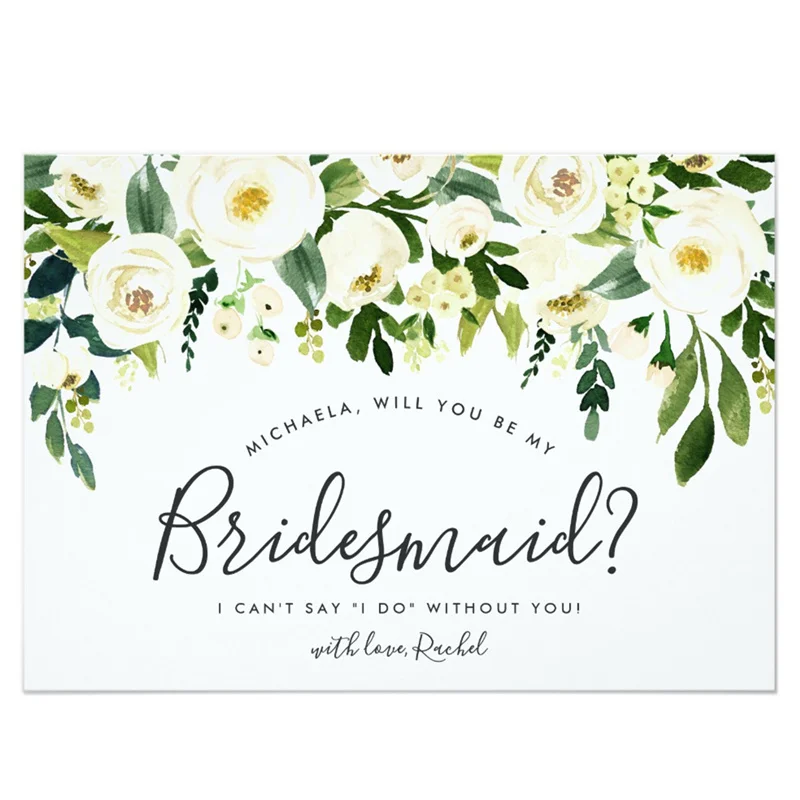 

Personalized Alabaster Floral Be My Bridesmaid Card Invitation