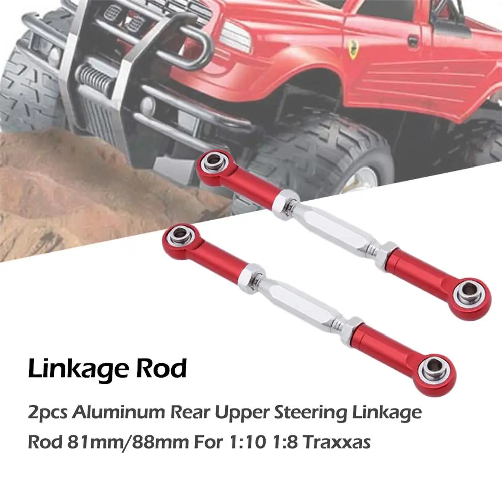 

2pcs Aluminum Rear Upper Steering Linkage Rod 81mm/88mm For 1:10 1:8 Traxxas Himoto E10MT E10MTL Bowie RC Monster Truck