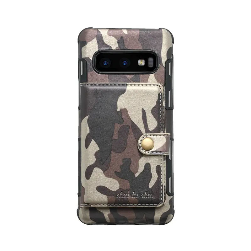 Кофе S10 телефонные чехлы для samsung Galaxy S10 плюс S10e чехол для samsung S10e чехол камуфляжной расцветки из слот для карт Карманный кожаный мягкий чехол с принтом для samsung Galaxy - Цвет: Кофе