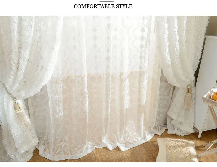 TUEDIO Белый Тюль в форме розы, занавеска для спальни, гостиной, отвесная занавеска s, роскошные шторы, романтическое свадебное украшение на заказ