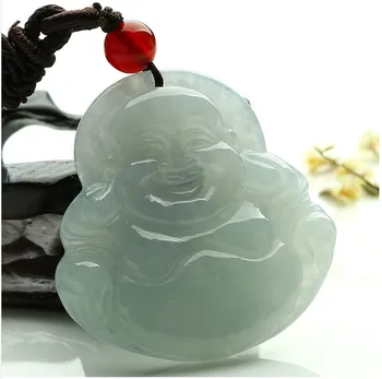 

A goods Jade Buddha pendant genuine Burmese jade lever pendant lady necklace jade Smile Buddha Pendant