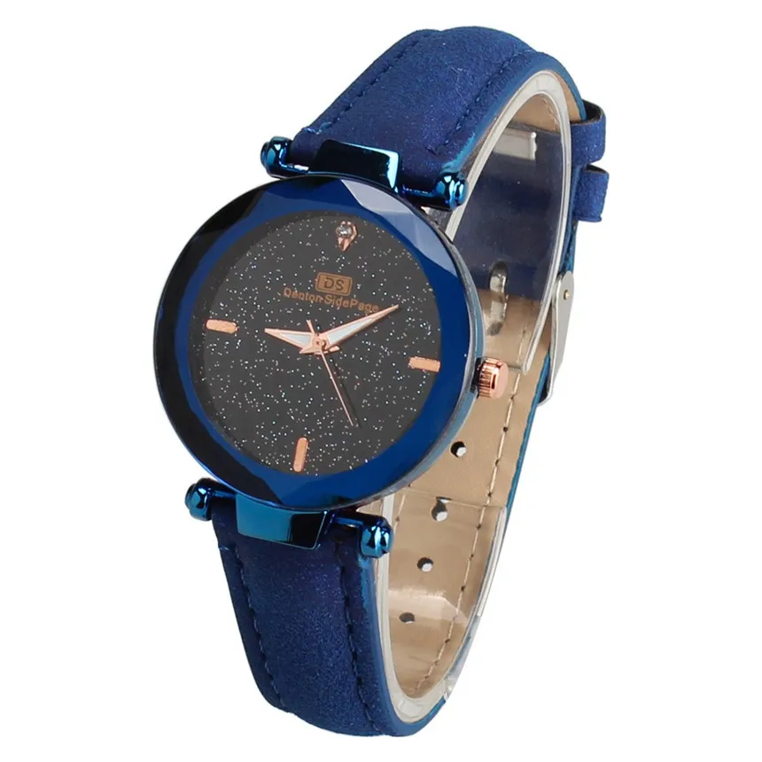 Г. Модные женские модный кожаный браслет Аналоговые Кварцевые Круглый наручные часы женские часы с браслетом часы D50 - Цвет: Синий